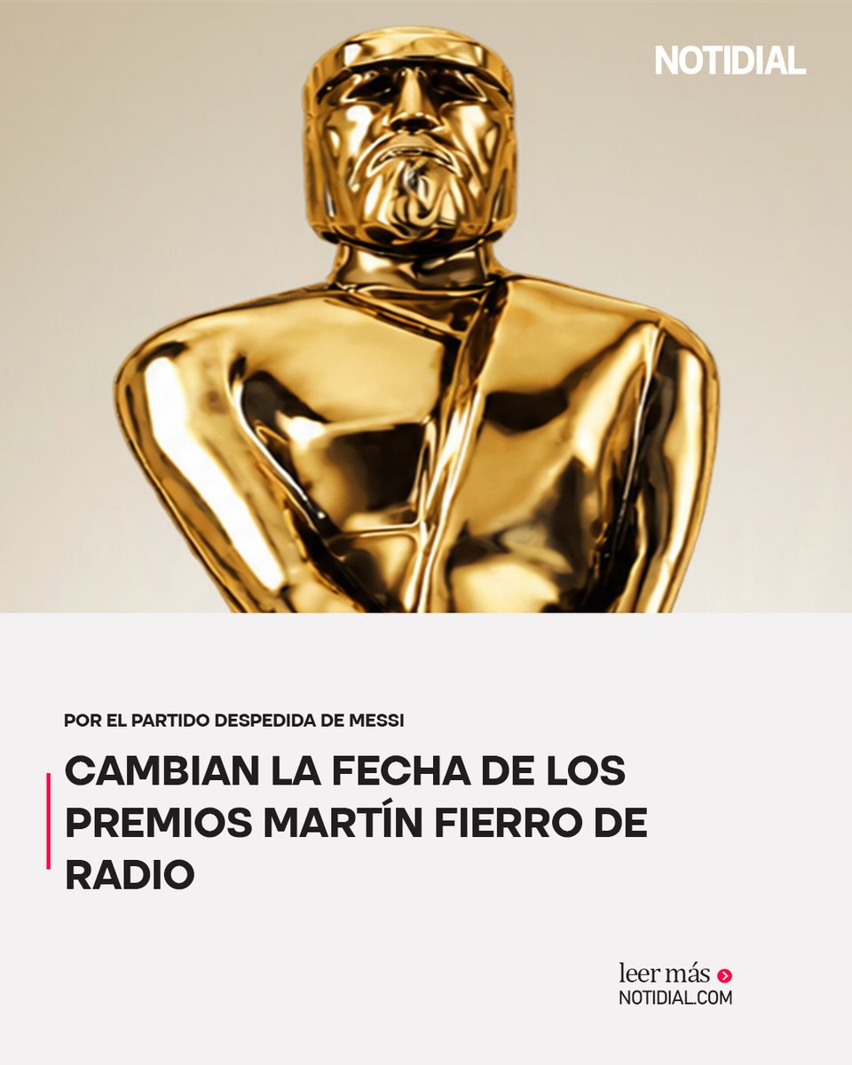 notidial's tweet photo. Tras la programación del partido despedida de Lionel Messi para el 6 de octubre, APTRA modificará la fecha de su gala, que estaba prevista para ese mismo día.

La ceremonia será reprogramada para el miércoles 21 de octubre. 

👤 Fuente: @pablomontagna https://t.co/yjNcy7XiB0
