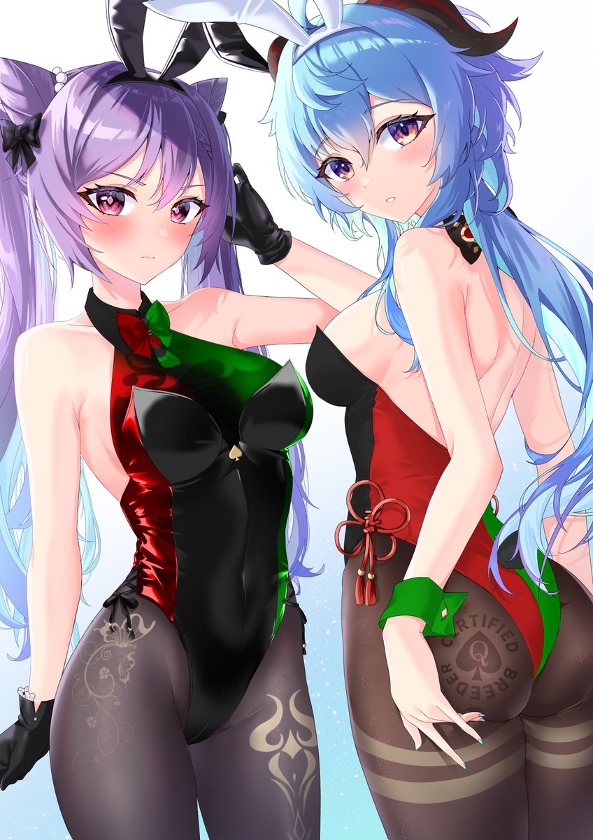 SnowbunnyRonova's tweet photo. Ganyu and Keqing as your favorite bunnies tonight~ ♠️
❤️🖤💚

#Keqing #Ganyu #GenshinImpact #BNWO #BLACKED #BlackedHentai #BlackedWaifus #BlackedEdit #BlackedAnime #QoS #QoSEdit https://t.co/9yBYHLTXhq