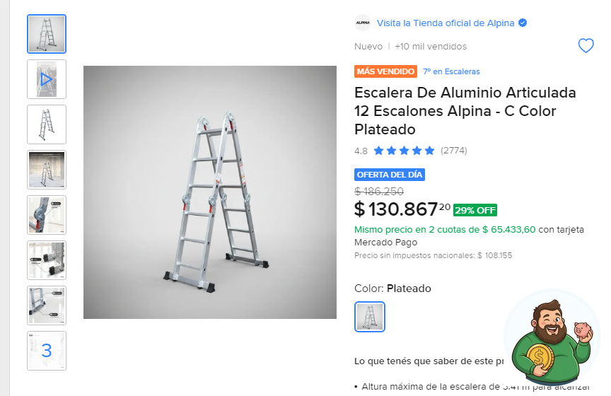 elgordoahorros's tweet photo. ¡VOLÓ! Escalera a este PRECIAZO, no te quedes sin la tuya 🏃💨

Escalera De Aluminio Articulada 12 Escalones Alpina - C Color Plateado a $ 130.867

Antes $ 186.250 · -30% OFF

https://t.co/EjACX8P81P https://t.co/nOex1lhZWK