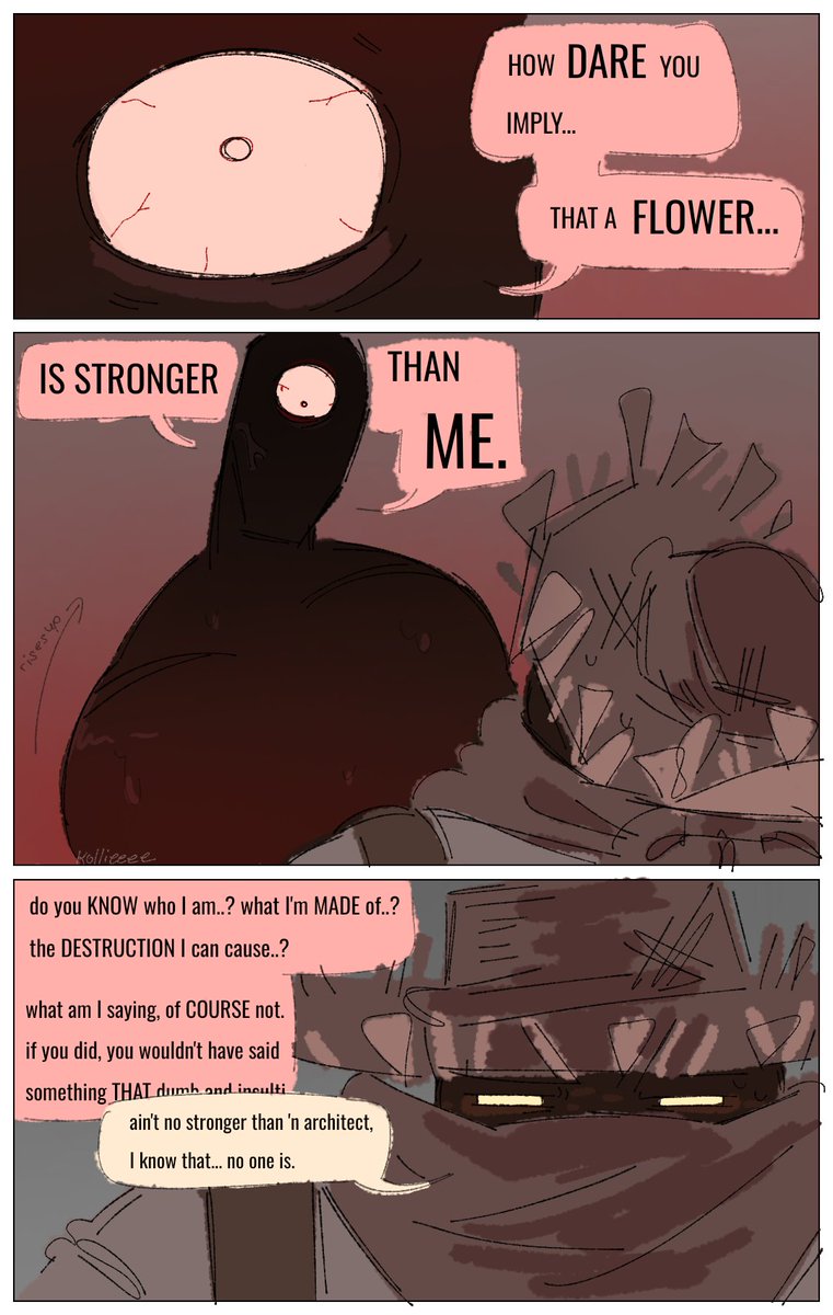 kollieeeeee's tweet photo. (au/notcanon) I still need to tweak some story details but i have like nothing else good to post and i SAID id be more open abt it so. small little comic related to my au. and definitely NOT foreshadowing #doorsfanart https://t.co/gt6wk12F6v