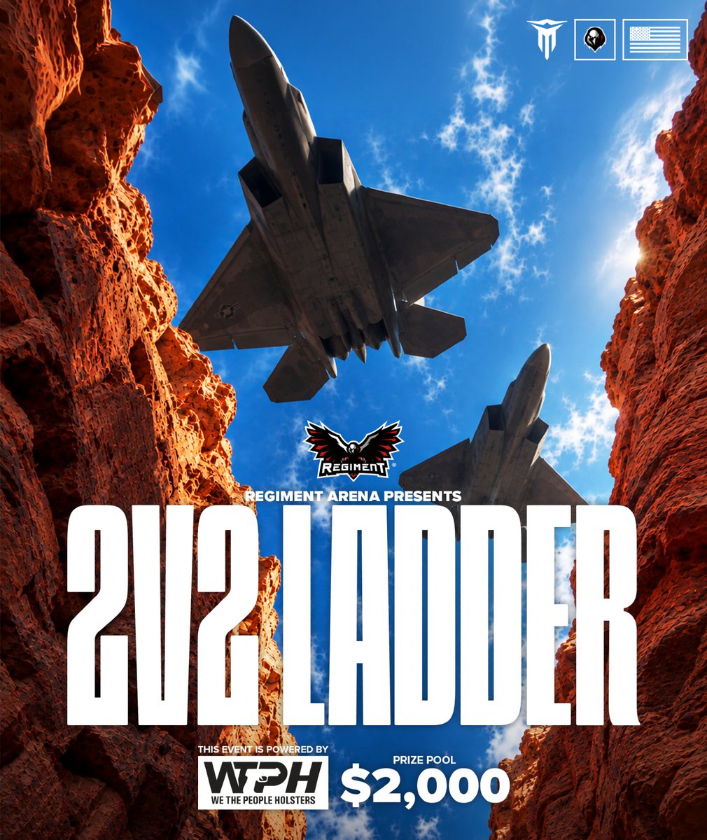 RegimentGG's tweet photo. Grab your wingman. The @playmetalstorm 2v2 Ladder is live with $2,000 on the line. 🛩️

Both players need to be verified Veterans or Service Members. 🇺🇸

Powered by @Wethepeoplehols. Get in the fight! ⬇️ https://t.co/fm4lVIYwqW
