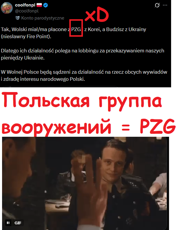 wolski_jaros's tweet photo. @coolfonpl Typie, ty się nawet nie kryjesz że przeklejasz od kogoś komu translator rosyjsko-polski płata figle xD 
PZG a nie PGZ to efekt spolszczania rosyjskiego Польская группа вооружений xD 

W sumie to zero zaskoczenia. https://t.co/T4zj21SMo3