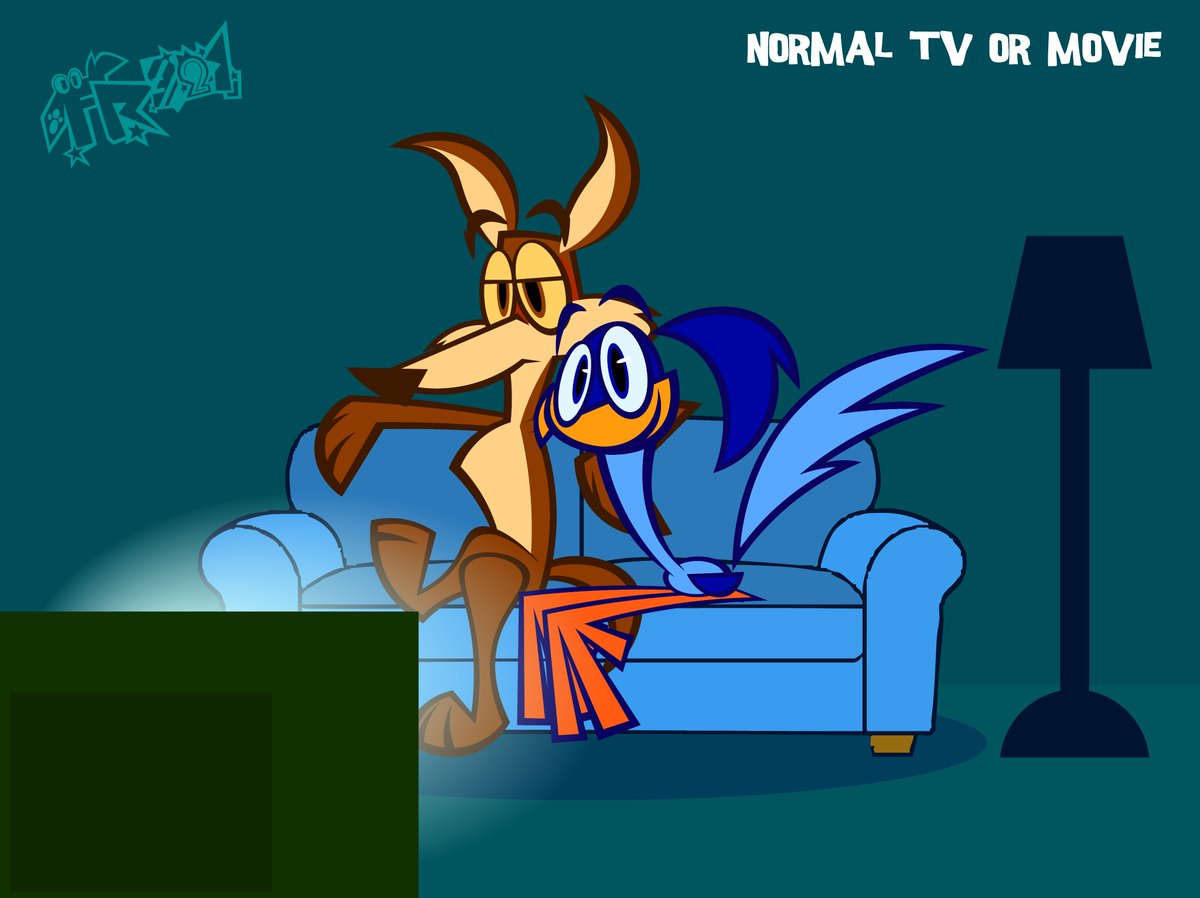 FloyoRoo321's tweet photo. Willie &amp; Roadie watching TV together according to the type of TV genre (Part 1)

You can see exactly how Roadie is the one emotional on any moment, while Wile E. is the regular, normal guy who wants to watch calmly in peace.
#roadrunner #wileecoyote #looneytunes https://t.co/3vXc1JmsGK