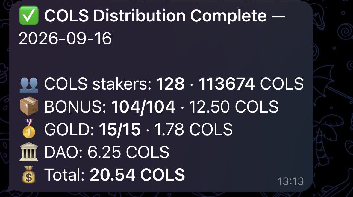 ColombiaStaking's tweet photo. Already 128 COLS stakers : go and boost your $EGLD APR with COLS . Daily distribution. 

Up to 50% APR : our automatic system is calculating APR based on COLS/eGLD ratio . https://t.co/sniuSgxNIZ
