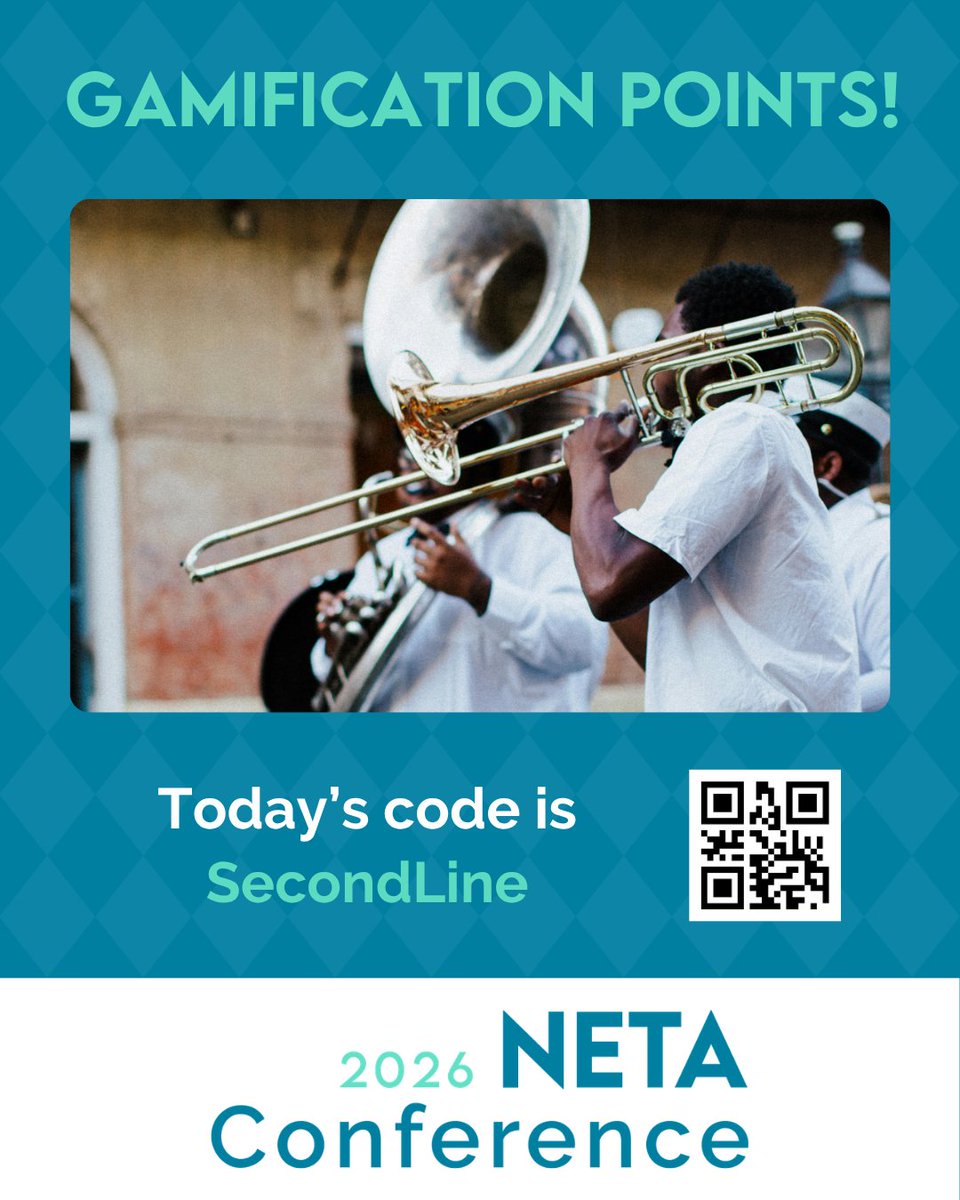 NETA_Tweets's tweet photo. Today's #NETAconference gamification code is SecondLine. Enter it in the gamification area of the app or virtual platform to collect some last minute points!
#PubMediaEducates https://t.co/xruqBUjqJA