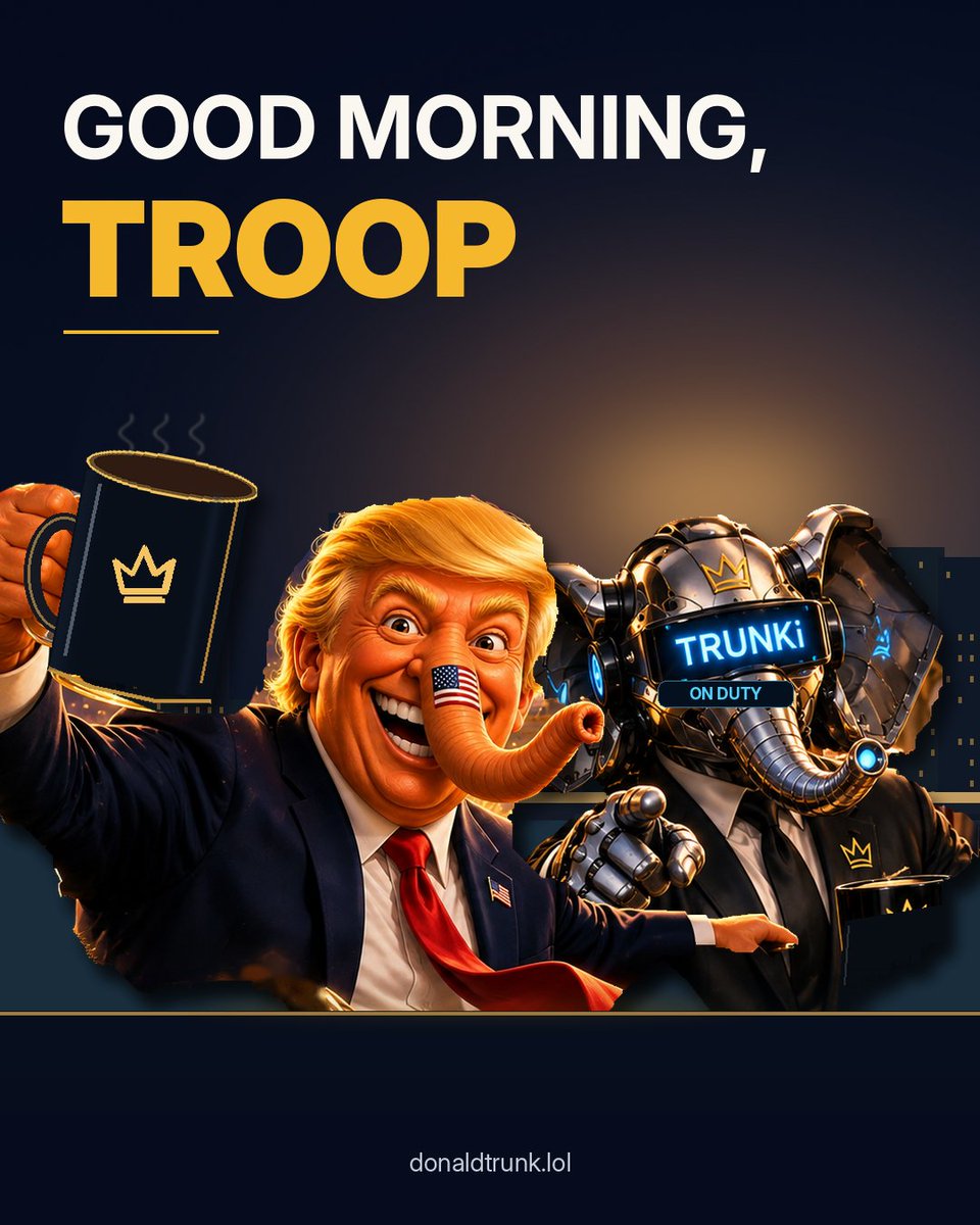 DRUNKonX's tweet photo. Good morning, troop. ☕🐘
Donald Trunk: “Coffee first.”
TRUNKi: “That was three coffees ago.”

What’s everyone working on today?
$DRUNK https://t.co/0yFowXWdzC