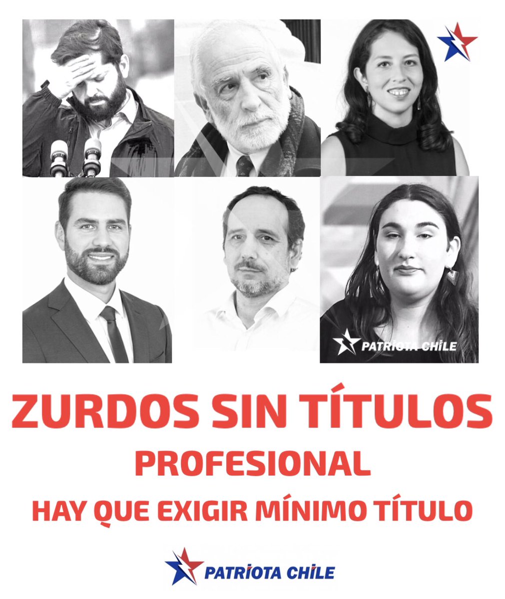 Soubirous_33's tweet photo. 🔴 #URGENTE | Estos son algunos de Los Zurdos que NO TIENE TÍTULO Profesional. Un 2,5% de los parlamentarios cuenta con doctorado y un 25,8% magíster. Debemos exigir para Presidente y Parlamento, TÍTULO Mínimo.RT ¡INVESTIGAR! @biobio @Cooperativa https://t.co/yPwwacEkl1