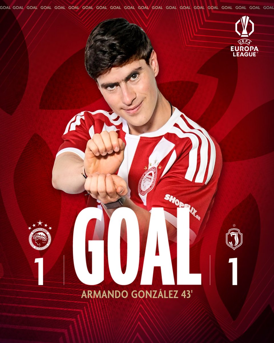 olympiacosfc's tweet photo. 43': ΓΚΟΛ για την ομάδα μας με τον Γκονσάλες και 1-1! / 43': GOAL for Olympiacos! González scores! 1-1!

#OlympiacosFC #OLYJAG #UEL https://t.co/i4FSHL0S0S