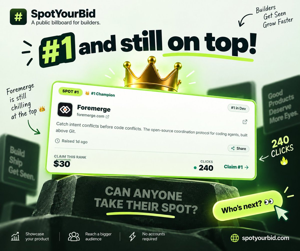 imryanarya007's tweet photo. 1 day in… 👀

Foremerge is still chilling at the top 👑
240 clicks and counting.

Is there anybody who’s got the guts to take their spot? 🙂

https://t.co/exbtbETOT6 https://t.co/jFxMYoTryl