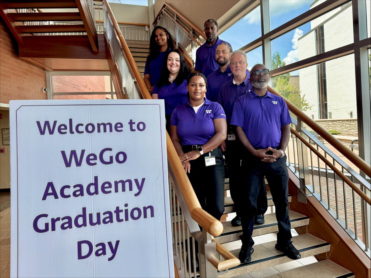 WeGoTransit's tweet photo. Big congratulations to our newest graduates! 🎓💜 Your hard work has brought you to this moment, and we're excited to welcome you to the WeGo team. Here's to helping keep Nashville rolling! #RollWithWeGo#TransitTogether https://t.co/1F6VnX8z1T