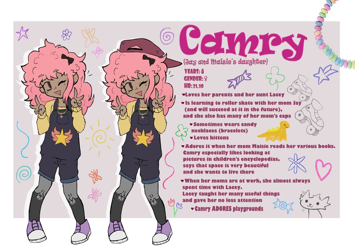 KoshirinDraws's tweet photo. Meet the Camry! This is my AU character, she's the daughter of Jay and Maisie. I created it back in 2024, but today I did a redesign. Now she has a slightly different appearance and other moments have been rewritten🥹
#Laceyflashgames #AU #au #Laceygames #Maijay https://t.co/9HiJma29KR
