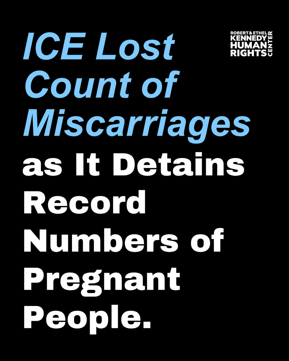 Kennedy_HRC's tweet photo. 1/ Under its own directive, ICE is required to not detain pregnant, postpartum and nursing people absent "exceptional circumstances."

But in defiance of its own policy, ICE has detained a record number of pregnant, postpartum and nursing people and has failed to monitor their health, leading to life-threatening complications, including a record number of miscarriages.

To bury the full scope of this systemic neglect, ICE has stopped tracking miscarriages altogether.