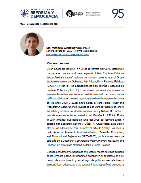 maudussauge's tweet photo. Nuevo número de "Reforma y Democracia" (@CLAD_Org) disponible. Valiosos textos sobre PPs en América Latina en número coeditado por los profes André-Noel Roth (@Andrenoelroth1), Juan Guillermo Vieira, Nelson Cardozo (@ndcardozo) y César Cruz (@cesarncruz): 
https://t.co/GnY88ORsQN https://t.co/0KJkcS0a4F
