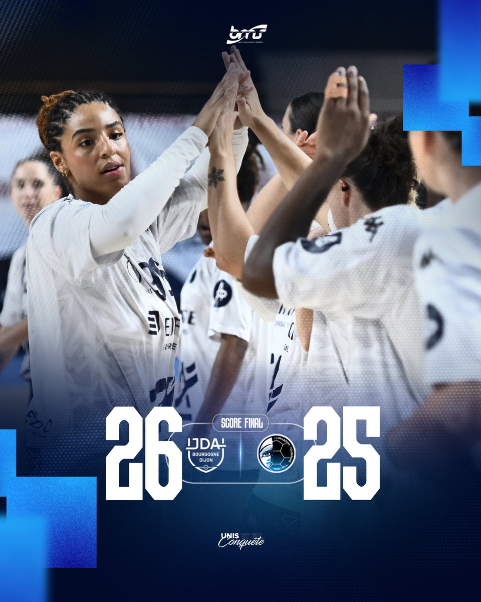 CTHandBall's tweet photo. Défaite à Dijon.

Nos Conquérantes s’inclinent sur la plus petite des marges au terme d’une belle bataille face aux Dijonnaises 👏

🔜 Rendez-vous avec la coupe d'Europe pour le prochain match de nos joueuses du côté de la Croatie 🇭🇷

#CTHB | #UnisEtEnConquête https://t.co/spARHO3q1g