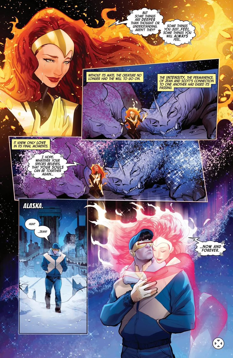 jeangreyPR's tweet photo. Yall don’t even need to bother arguing back to these fools. Jean and Scott are literally canonically endgame. They spelled it out right here, let em cry 😌✨ https://t.co/ayhUN5DoBd
