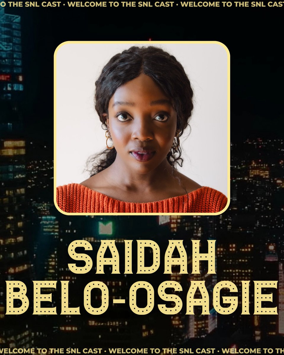thesnlnetwork's tweet photo. Welcome to the #SNL cast Saidah Belo-Osagie! https://t.co/Hj10qaRno7