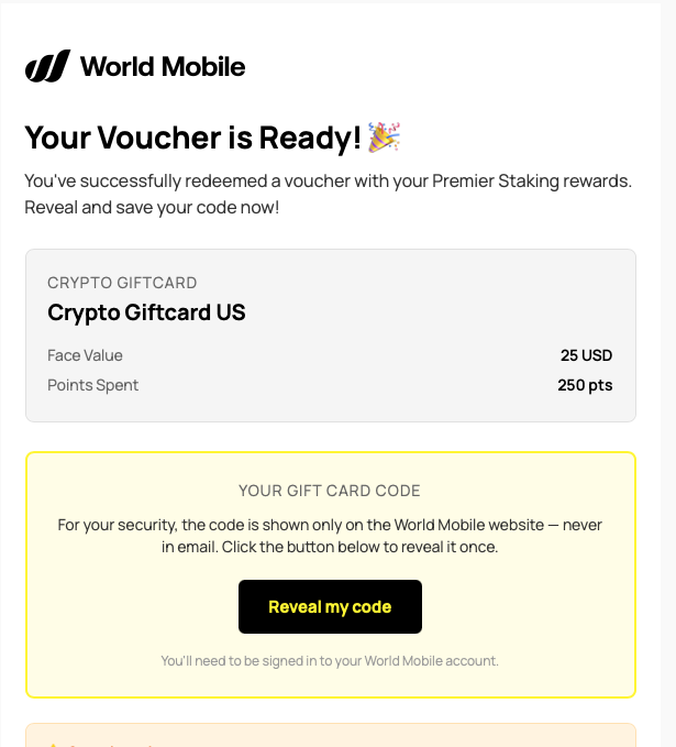CloverNodes's tweet photo. My mobile provider just paid me $25 in USDC 🤯

Just claimed my first crypto gift card through @WorldMobileTeam Premier Rewards.

I pay for mobile service, earn rewards along the way and can redeem those rewards for crypto. Meanwhile, your mobile provider just sends you a bill 👀 https://t.co/9Ca5eoLJqO