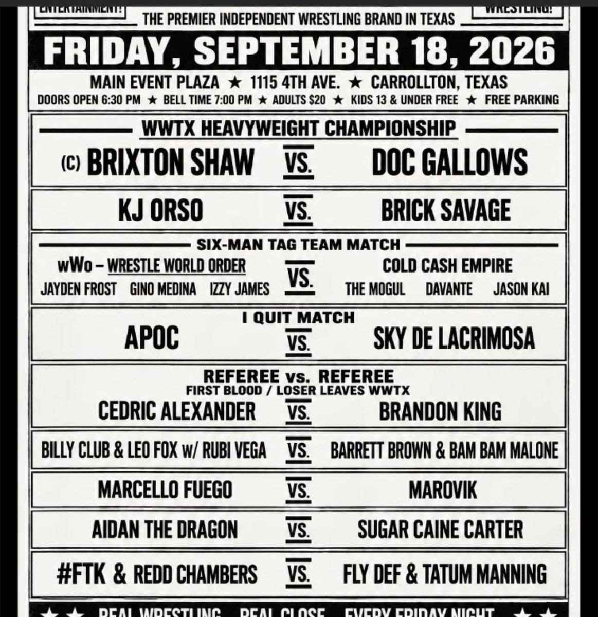 KingSmoke710_'s tweet photo. Everybody’s already picked their side.
Good.
Keep counting me out.
Friday night, I’ll give you a reason to regret it.
First blood. Loser leaves Wrestle World.
#Wrestling #IndyWrestling #IndependentWrestling #WWTX https://t.co/ao1pznfOcg