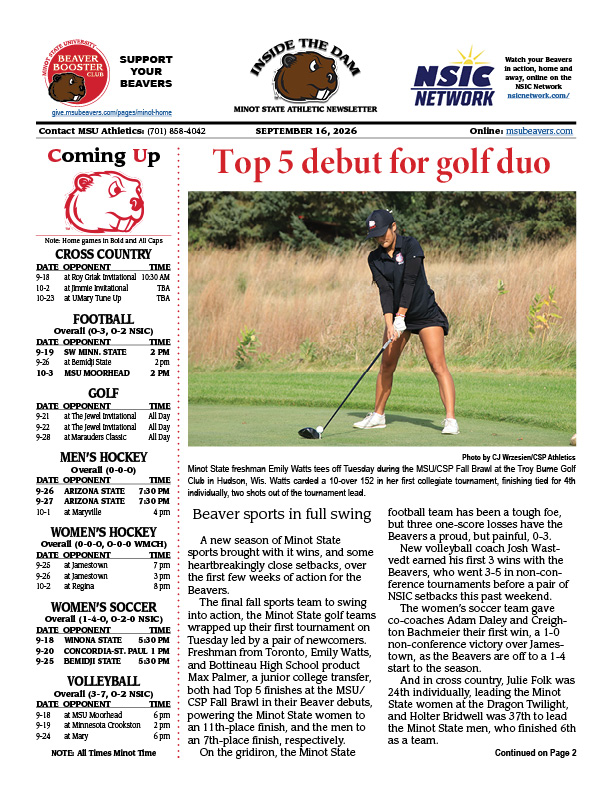 MSUBeavers's tweet photo. INSIDE THE DAM NEWSLETTER IS BACK!
Catch up with your Beavers in the 1st Athletic Newsletter of the new academic year! #BuildtheDam
https://t.co/K4mj0DZSKs https://t.co/3Piekg5trN