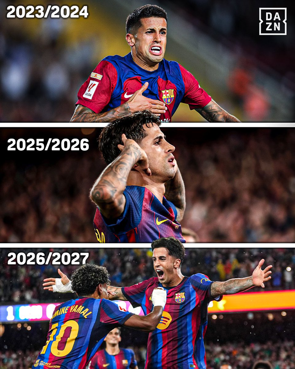 DAZNFutbol's tweet photo. HA ESTADO EN TRES ETAPAS. HA MARCADO EN LAS TRES 🌟

Joao Cancelo y su historia de amor con el FC Barcelona 🔵🔴

#LALIGAenDAZN ⚽️ https://t.co/TW1biftPpk