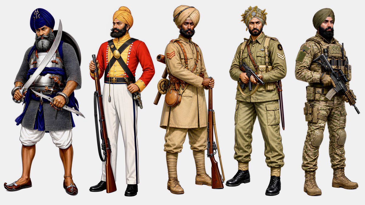 SikhMilitaryFdn's tweet photo. Five era’s. One unbroken lineage. 

The Sikh Soldier 

🪯⚔️👳🏾‍♂️ https://t.co/lmhD6laAVO