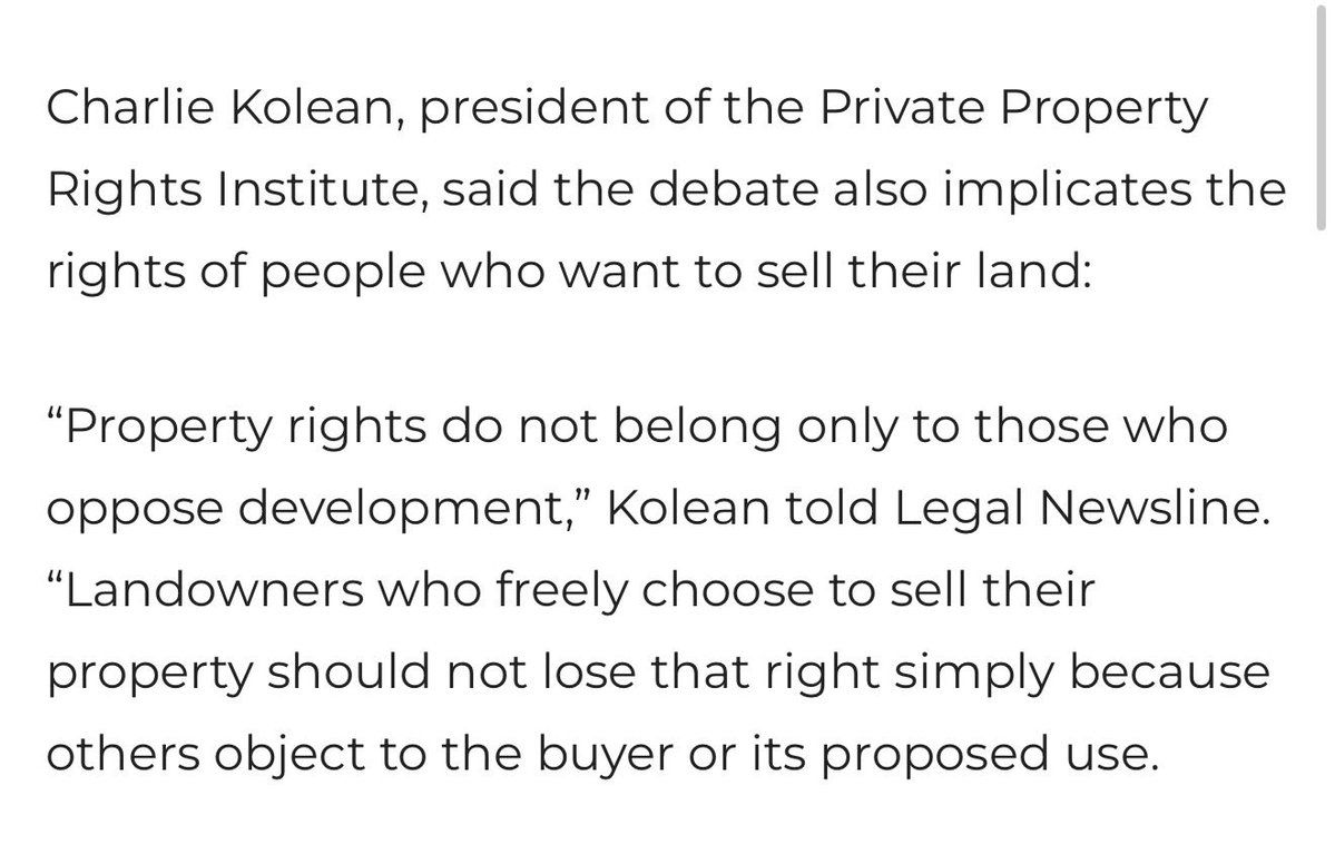 PPRInstitute1's tweet photo. Property rights do not belong only to those who oppose development. Landowners who freely choose to sell their property should not lose that right simply because others object to the buyer or its proposed use. Read the article below. 

https://t.co/yPV8cyYa1F https://t.co/YKXMs057W7