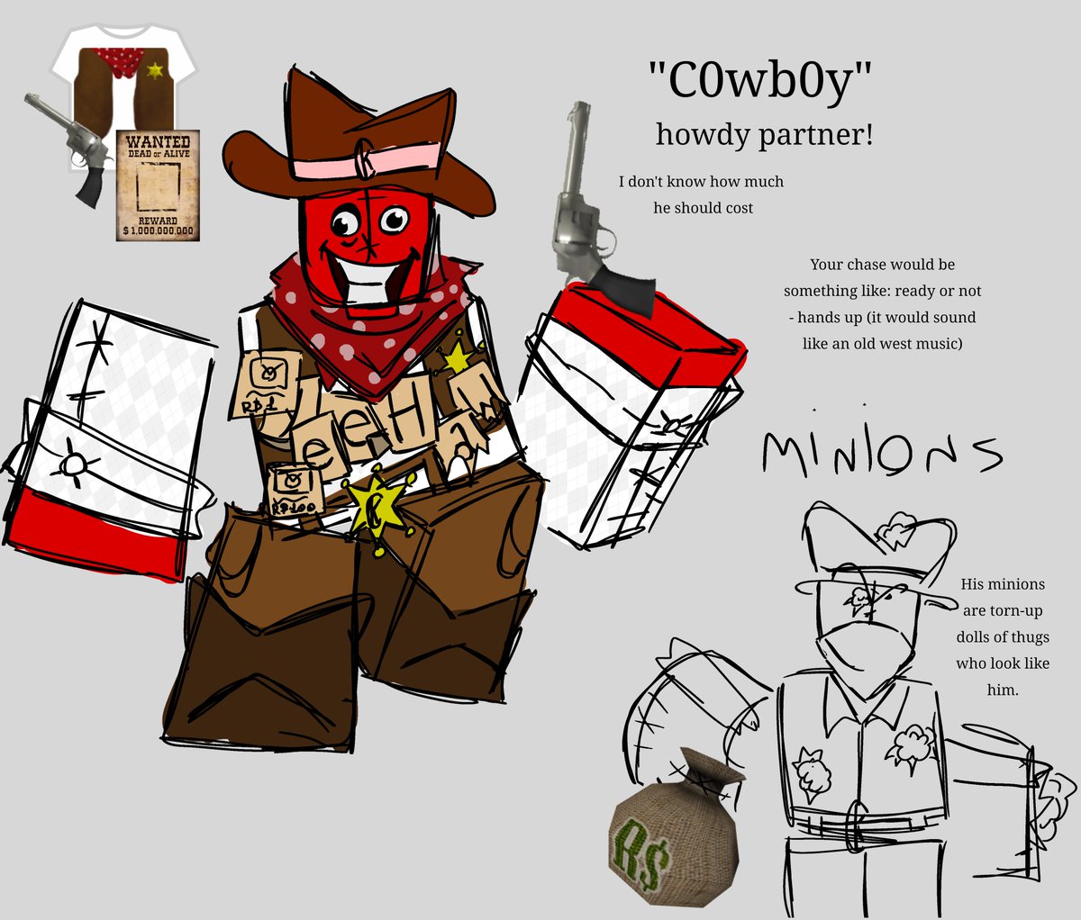 daysthealter's tweet photo. C00lkidd skin concept
I always thought that c00lkidd could have some kind of Wild West skin and I think this is the best way to represent my idea!
#forsaken #forsakenroblox #forsakenskinconcept https://t.co/QjRelqubTe