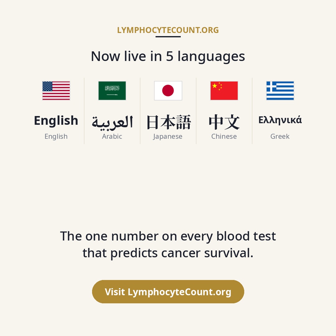 Lymphocytecount's tweet photo. https://t.co/igS1aAugCI — live in 5 languages 🇺🇸🇸🇦🇯🇵🇨🇳🇬🇷 Ask your doctor for your absolute lymphocyte count. @DrPatrick @ImmunityBio @ChanSoonShiongF @PrimeministerGR @AdonisGeorgiadi @GovernmentGR @HellenicMFA @MFA_China @ChineseEmbinUS @SpokespersonCHN https://t.co/BVOfDxARcG