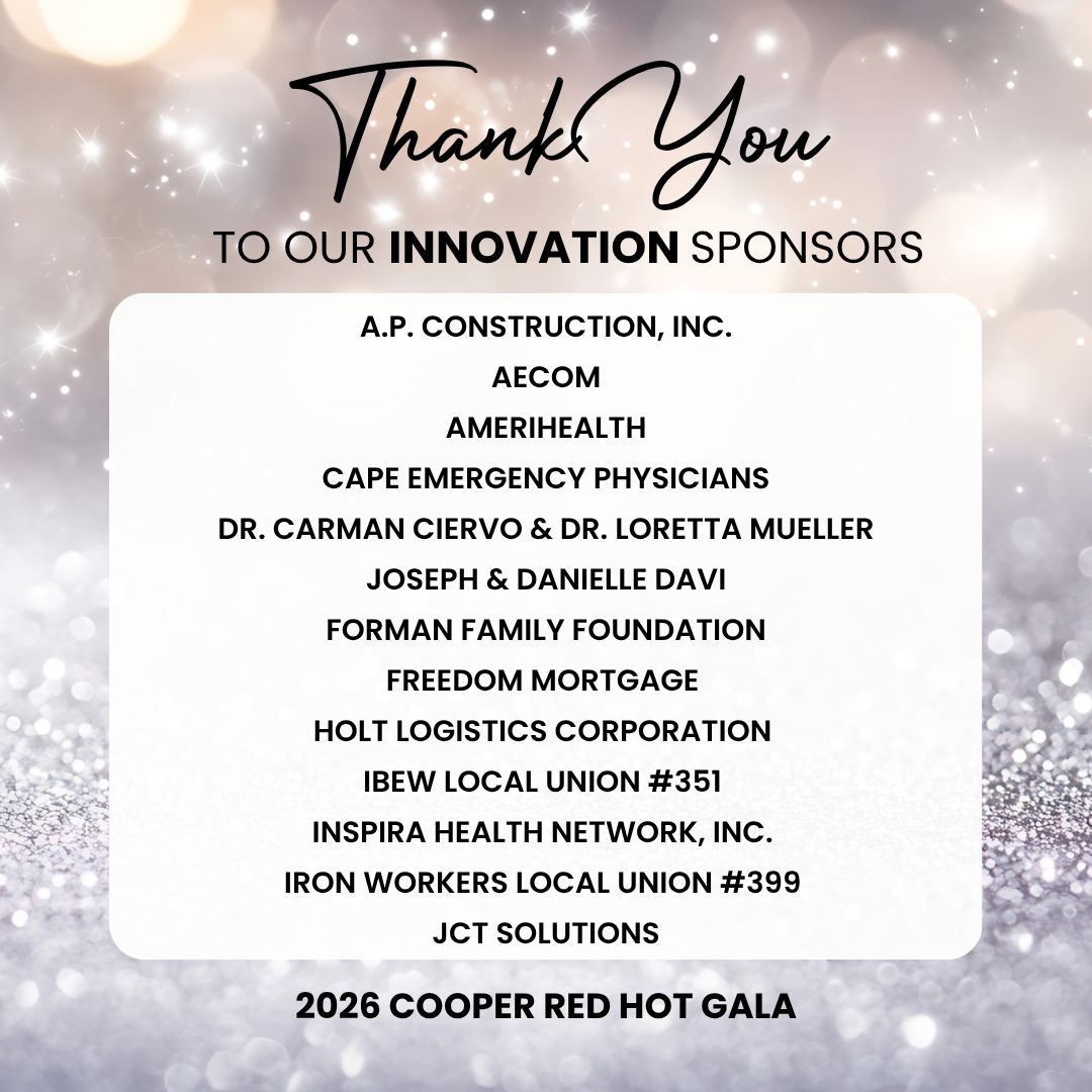 _CooperNorcross's tweet photo. Innovation helps shape the future of health care. Thank you to our Innovation Sponsors for supporting the 2026 Cooper Red Hot Gala and Cooper’s commitment to extraordinary care, right here in South Jersey. We’re grateful for your support! @apconstco @FreedomMortgage https://t.co/QfdziWFRm6