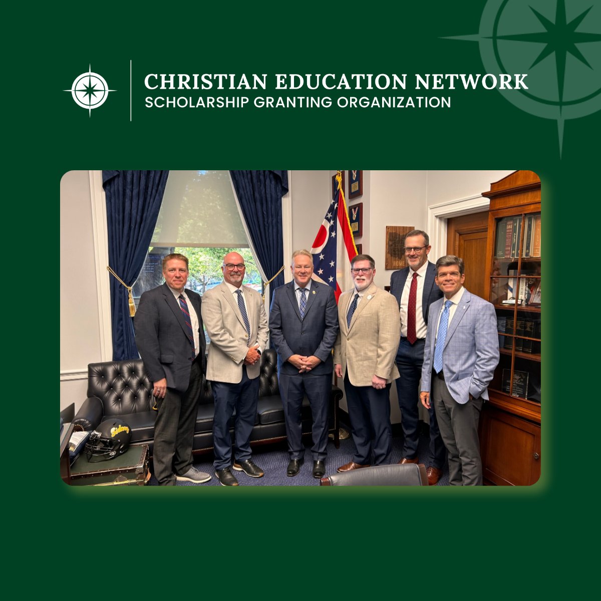 CENSGO's tweet photo. Today, CEN brought leaders from four of our member schools to Washington, D.C., to meet with Representatives Jim Jordan and Warren Davidson, urging them to support revisions to the Education Freedom Tax Credit. https://t.co/Yc77ygBfjt