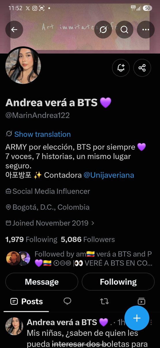 Val3avco's tweet photo. @MarinAndreaaa0 Y me puedes bloquear todo lo que quieras que voy a seguir creando cuentas. Estafadora de mierda

Aparte se cambia los users a cada rato 

#btsencolombia #armycolombia #armycol https://t.co/jq3mNw7MHv
