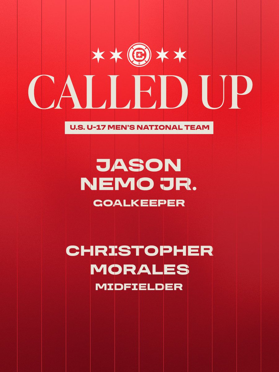 ChicagoFireFCII's tweet photo. For club and country 🇺🇸

CFII goalkeeper Jason Nemo Jr. and midfielder Christopher Morales were named to the @USYNT U-17 side for the first time for an international camp in Spain. https://t.co/3HJf6iXva5