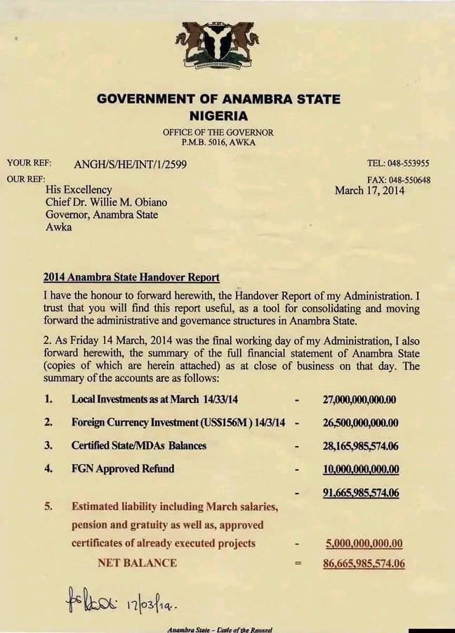 DOnyeonoro's tweet photo. Anambra Controversial Debt Saga;

*Peter Obi hand over note surfaces online to counter Soludo claims of debt inheritance by Obiano, Obi's successor.* https://t.co/usNAhIzFUx