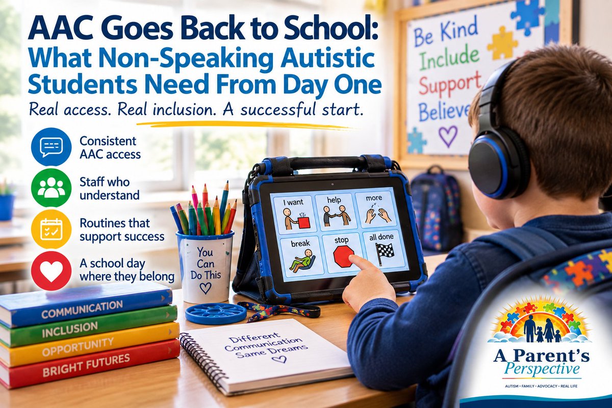 aparentsprspctv's tweet photo. AAC is not an optional classroom tool.

For non-speaking autistic students, it may be how they ask for help, express pain, participate, and stay safe.

Back to school means communication access from day one.

https://t.co/dkfmg9jhwP

#AAC #Autism #NonSpeakingAutism #BackToSchool https://t.co/L6DBiRcjsB