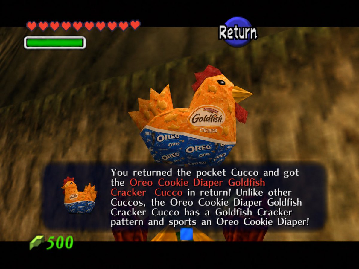 Roach_Collector's tweet photo. First look at "Oreo Cookie Diaper Goldfish Cracker Cucco" in the upcoming Legend of Zelda movie.

In theaters April 30th, 2027. https://t.co/0tG7eRN6mQ