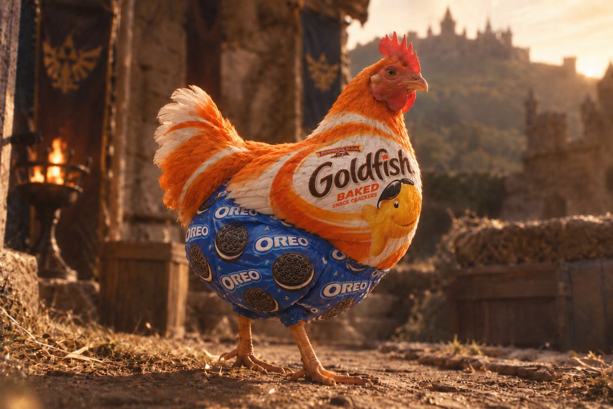 Roach_Collector's tweet photo. First look at "Oreo Cookie Diaper Goldfish Cracker Cucco" in the upcoming Legend of Zelda movie.

In theaters April 30th, 2027. https://t.co/0tG7eRN6mQ