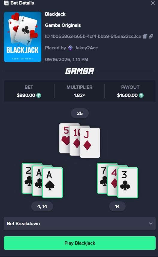 JakeyGamblez's tweet photo. LFG I will bet every Penny on this Ai BJ https://t.co/IdiQSzUPQs