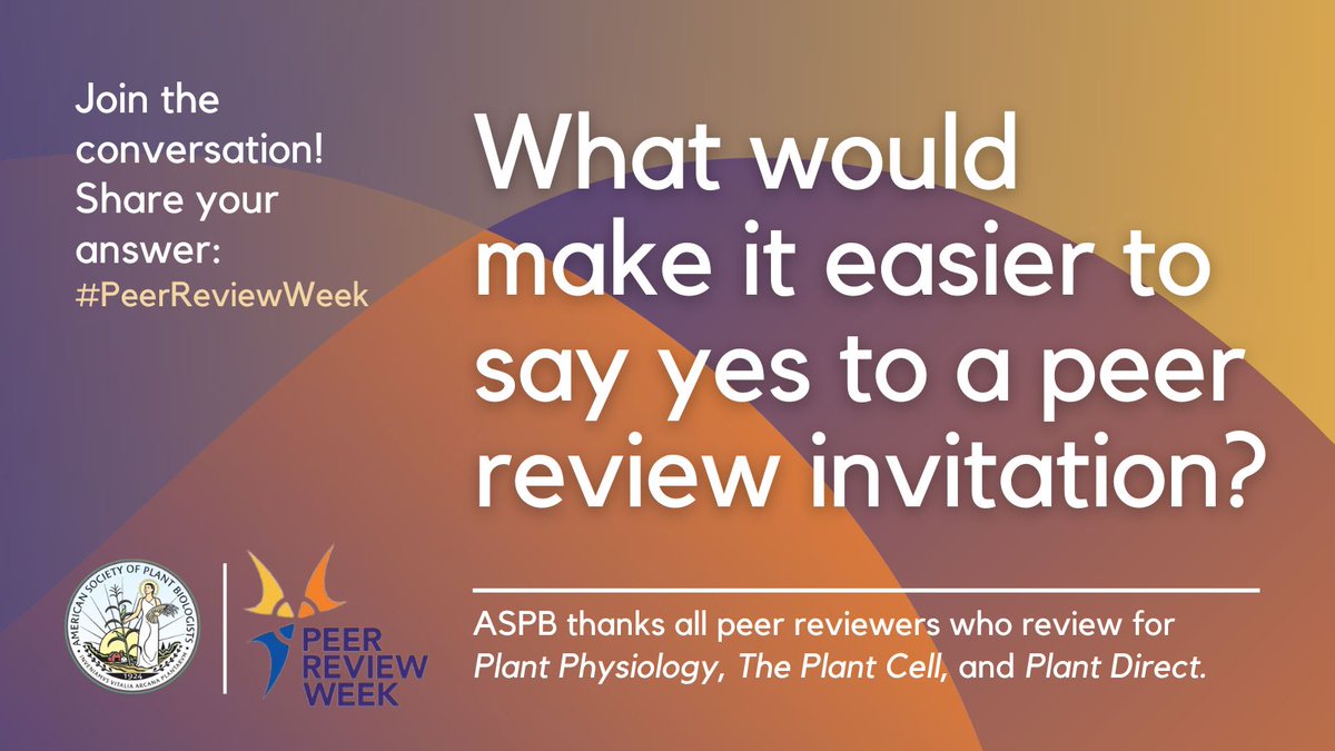 ASPB's tweet photo. What would help you say yes to your next peer review invitation?

More time? A closer expertise match? Recognition for the work?

#PeerReviewWeek #PRW2026 https://t.co/JHvcTGUAtt