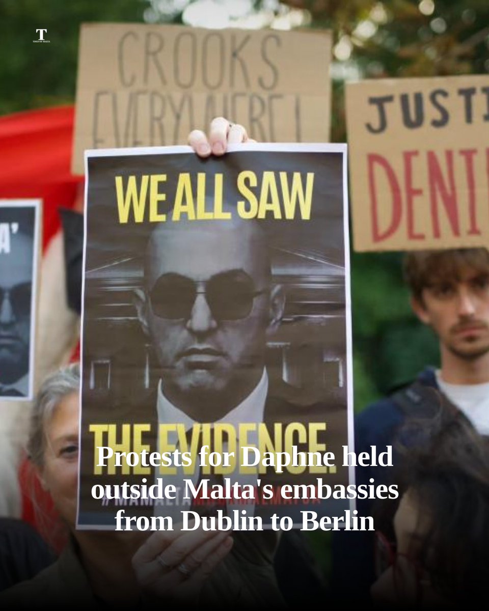 TheTimesofMalta's tweet photo. Protests for Daphne held outside Malta's embassies from Dublin to Berlin https://t.co/ajrbhCGROI https://t.co/RiDZqgMRzH