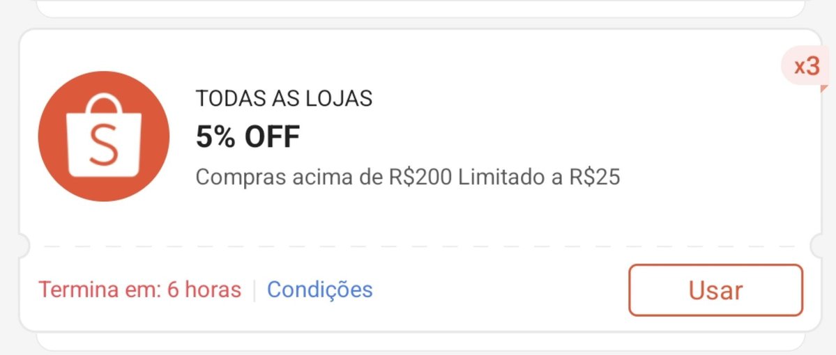 usemeuscupons's tweet photo. Corre e pegue o meu cupom antes que esgote! 📢 - shopee

🎟 Todas as Lojas 
👉🏻05% OFF em compras acima de R$200 limitado a R$25
-
😉 pegue o seu aqui! 👇🏻
https://t.co/IWM7Ynzfri
-
#shopee #shopeebr #cupomdedesconto #cupomshopee https://t.co/Zxt0ZYnAo7