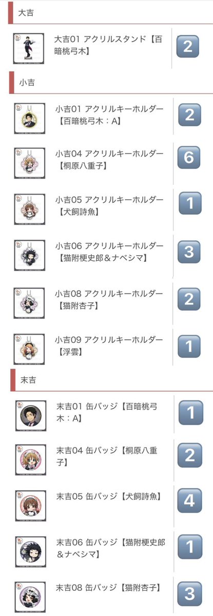 Rpz_u_'s tweet photo. 【交換・譲渡】出禁のモグラ 出モグ まるくじ  執事とメイド SEGA セガラッキーくじ

譲）画像１～2枚目参照

求）画像３～4枚目or 定価＋送料

異種交換
郵送のみ
検索よりお気軽にお声掛けください🙌 https://t.co/m5EfmhloOF