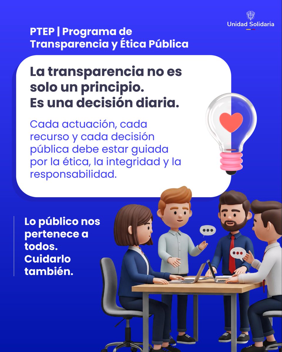 UsolidariaCo's tweet photo. La transparencia se construye todos los días y empieza por la manera en que entendemos y ejercemos lo público. 👀

Te contamos cómo el Programa de Transparencia y Ética Pública (PTEP) aporta a una gestión basada en la ética, la integridad y la responsabilidad.🤝🏻

#Transparencia https://t.co/zkThYINjou