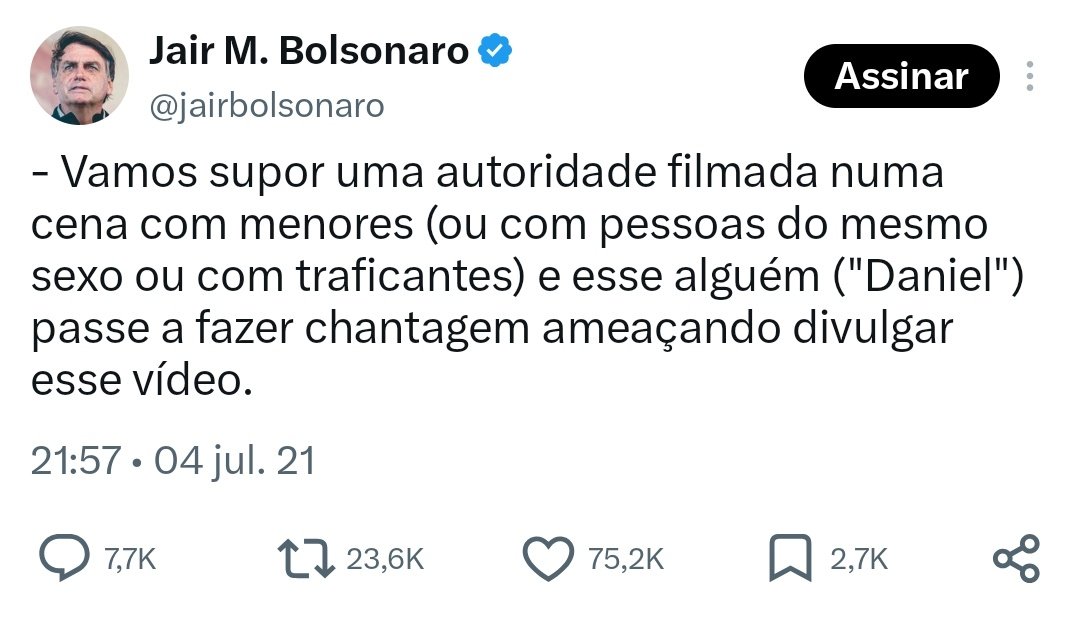 RicardoRoveran's tweet photo. 🚨Bolsonaro avisou!

Agora sabemos que o "Daniel" é o Vorcaro e que as filmagens existem.

Isso explica a guerra pelo HD do sujeito no STF: é a máfia dos dossiês. https://t.co/fNpFAzDPk6