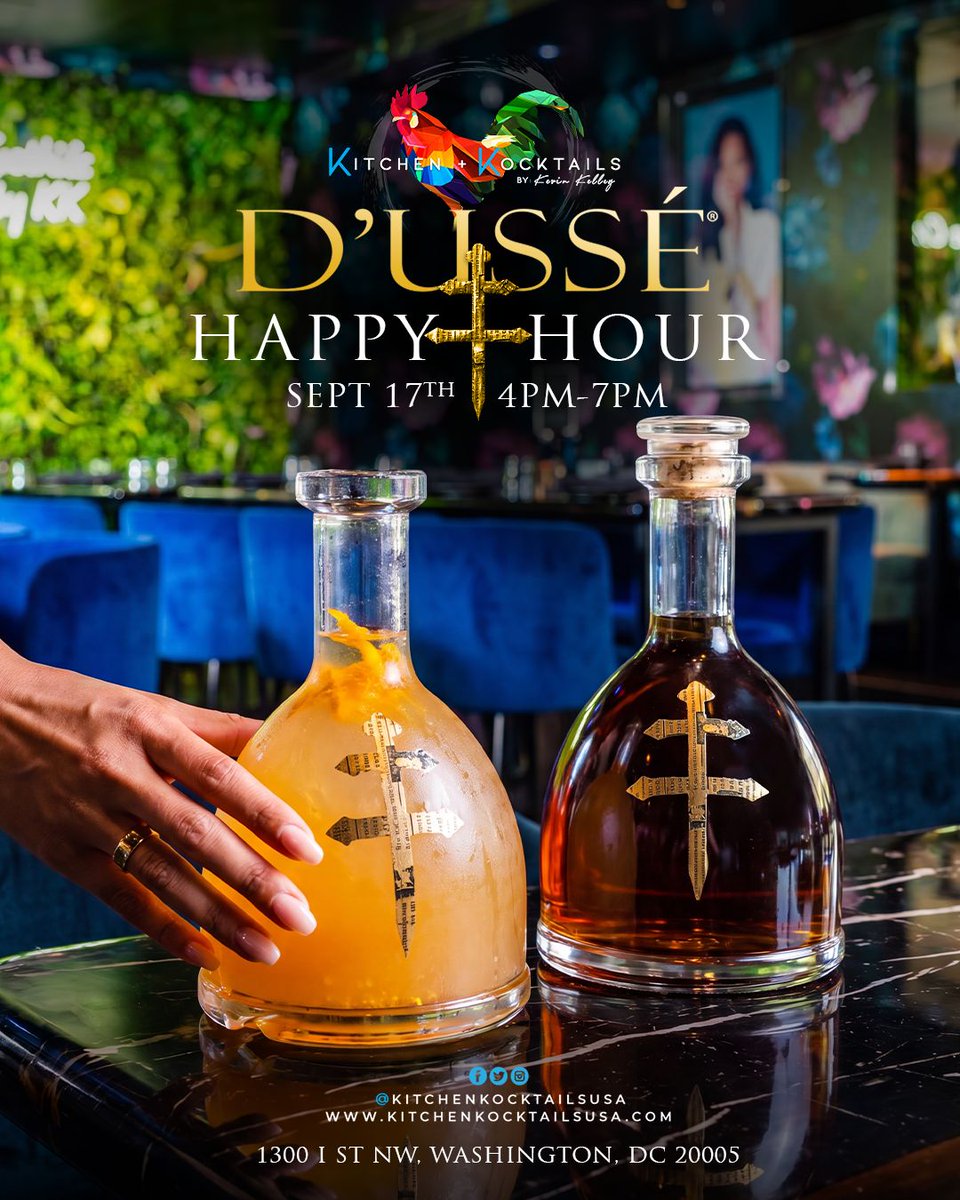 KKocktailsUSA's tweet photo. CBC Week plans just got better.
Join us at Kitchen + Kocktails by Kevin Kelley for a DβUSSΓ Happy Hour on September 17 from 4β7 PM.
Between meetings, after the panels, or before the next eventβmake us your next stop.
1300 I St NW | Washington, D.C.
Welcome Home. πΉ https://t.co/NwqI5naqIm