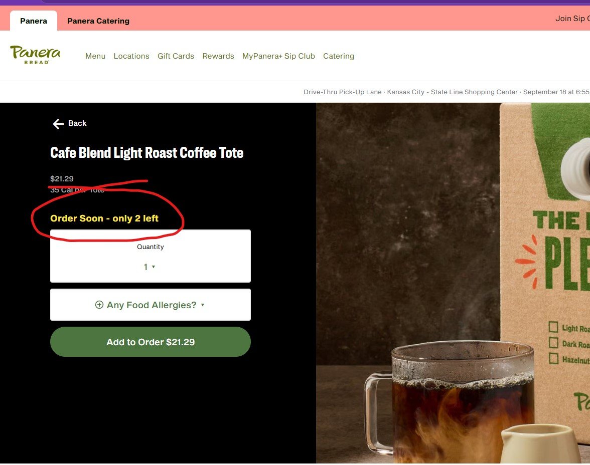 TheLBShea's tweet photo. Shady crap @panerabread .   Haven't even chosen a location yet.  Creating false urgency is cringe. https://t.co/G0Vec9vWrk