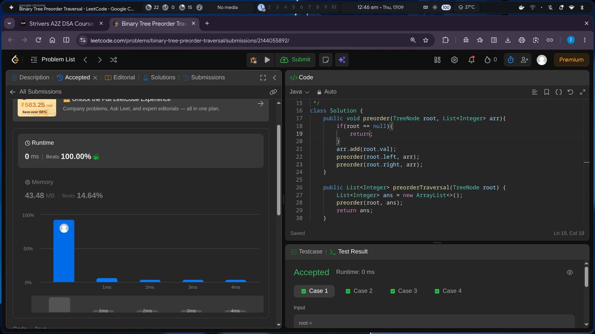 Tejas55451's tweet photo. Binary Tree Traversals -
1. Preorder Traversal ✅
2. Postorder Traversal ✅
3. Inorder Traversal ✅
4. Level order traversal ✅

#binarytrees #striversA2Z #dsa #LeetCode https://t.co/v6VvY7Pcdh