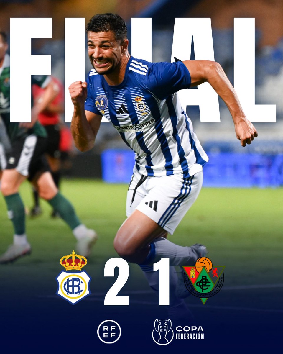 recreoficial's tweet photo. ⏱️90+7’. ¡FINAAAAAAL!

PASAMOS DE RONDA 🫡

QUÉ AMBIENTAZO, AFICIÓN, SEGUIMOS 🤍💙

⚽️⚽️ Ale Marín 

🤍💙 #RecreCacereño 2-1 🟢⚪️ https://t.co/yhBEX5O2Al