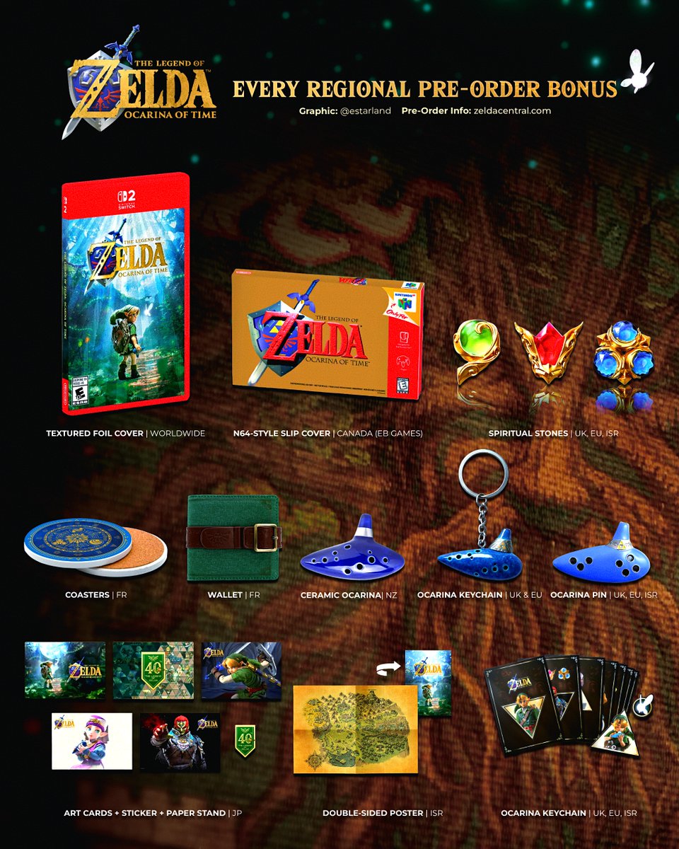 eStarland's tweet photo. Every Ocarina of Time Pre-Order Bonus! ✨ https://t.co/MJeRNvun5N