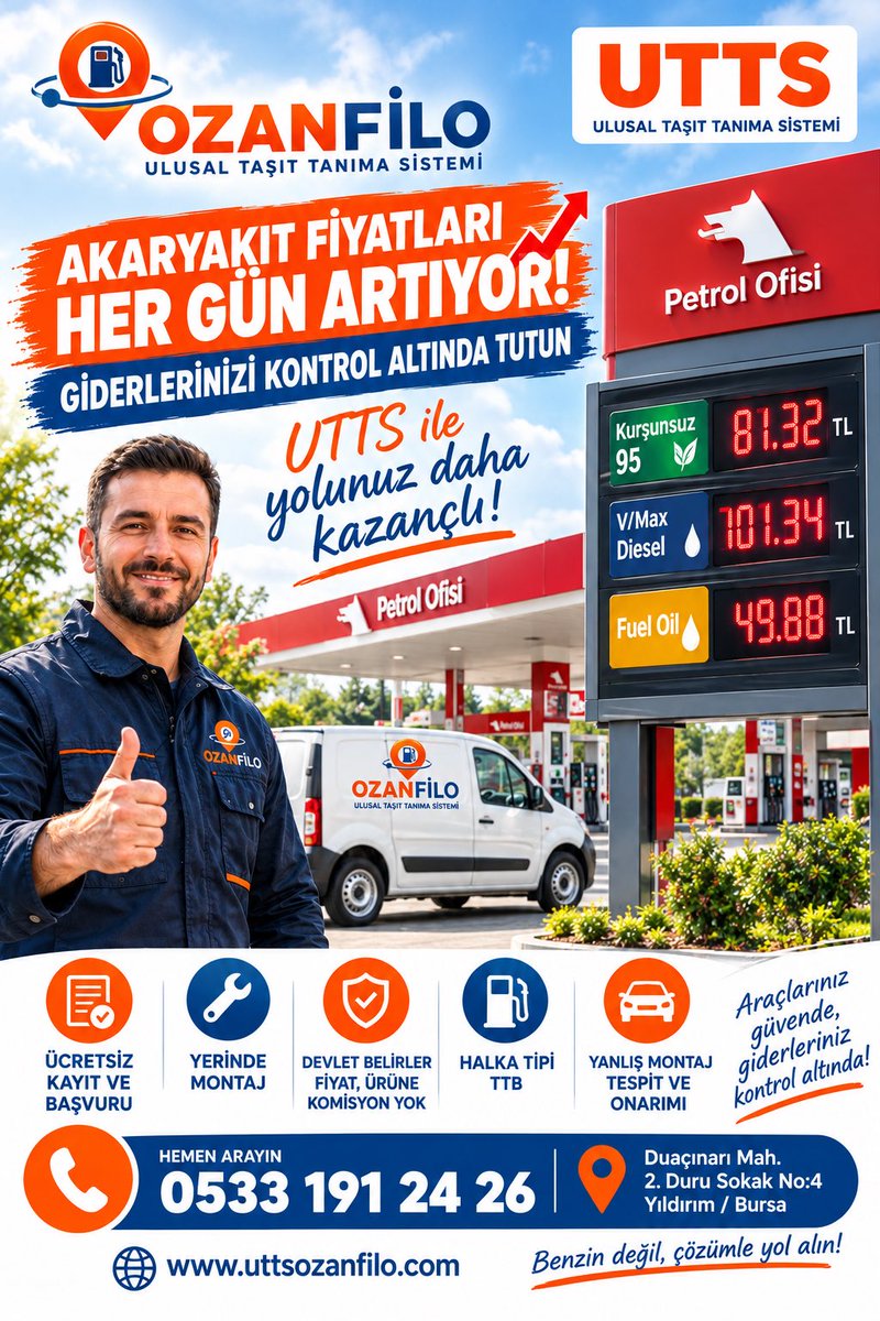 UttsBursa's tweet photo. ⛽ Akaryakıt fiyatları yükseliyor, gider yönetimi daha da önem kazanıyor.
İşletmenizin akaryakıt giderlerini mevzuata uygun şekilde belgelemek için UTTS montajınızı zamanında tamamlayın.
📞 UTTS montajı için hemen iletişime geçin: 0533 191 24 26
📍 Bursa
#UTTS #BirDepoServet https://t.co/z7KqKNyMLw