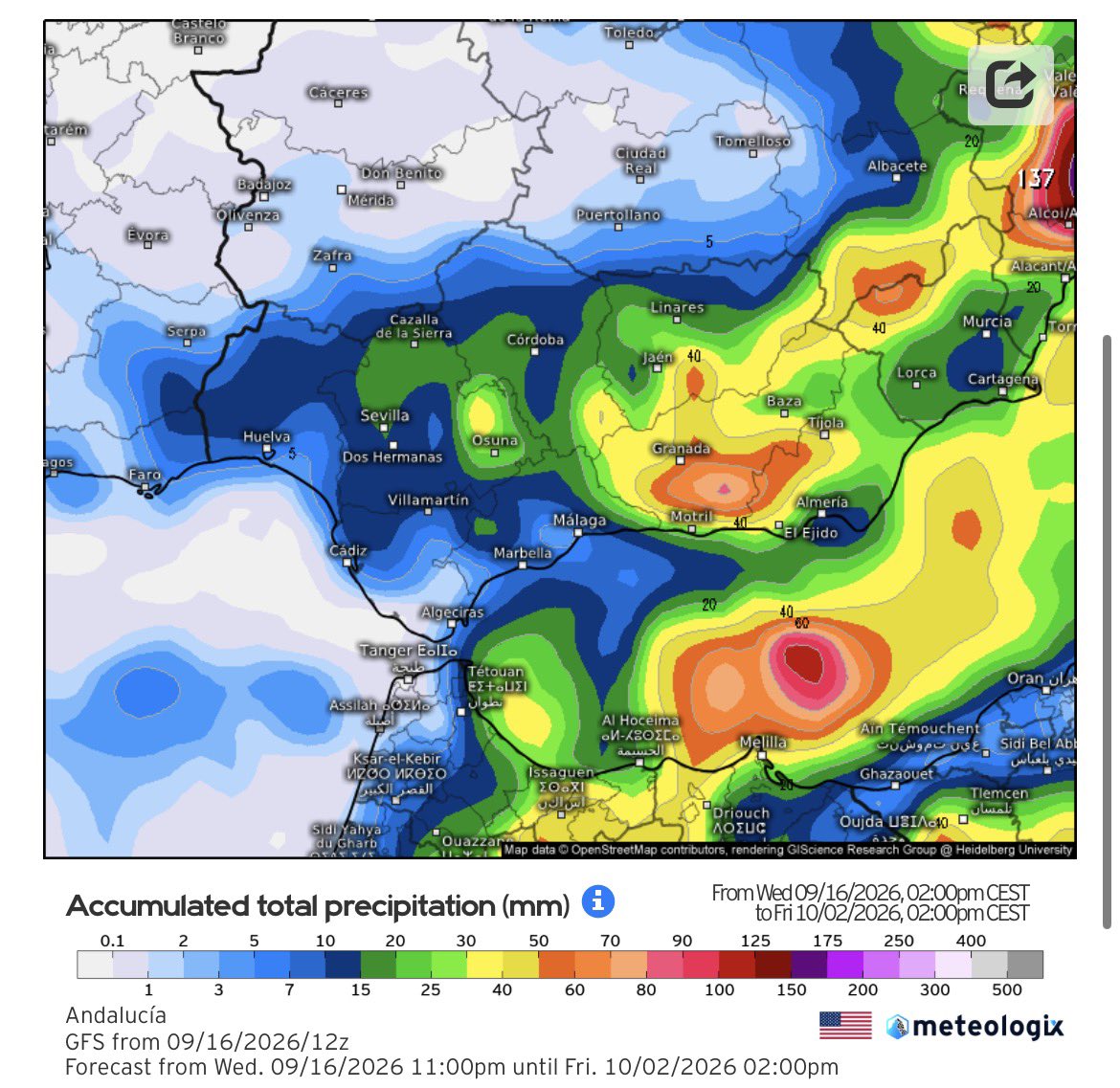 SistClimatico's tweet photo. El GFS mantiene una tendencia húmeda hacia finales de septiembre e inicios de octubre. 🌧️ https://t.co/oNTEYGNcQR